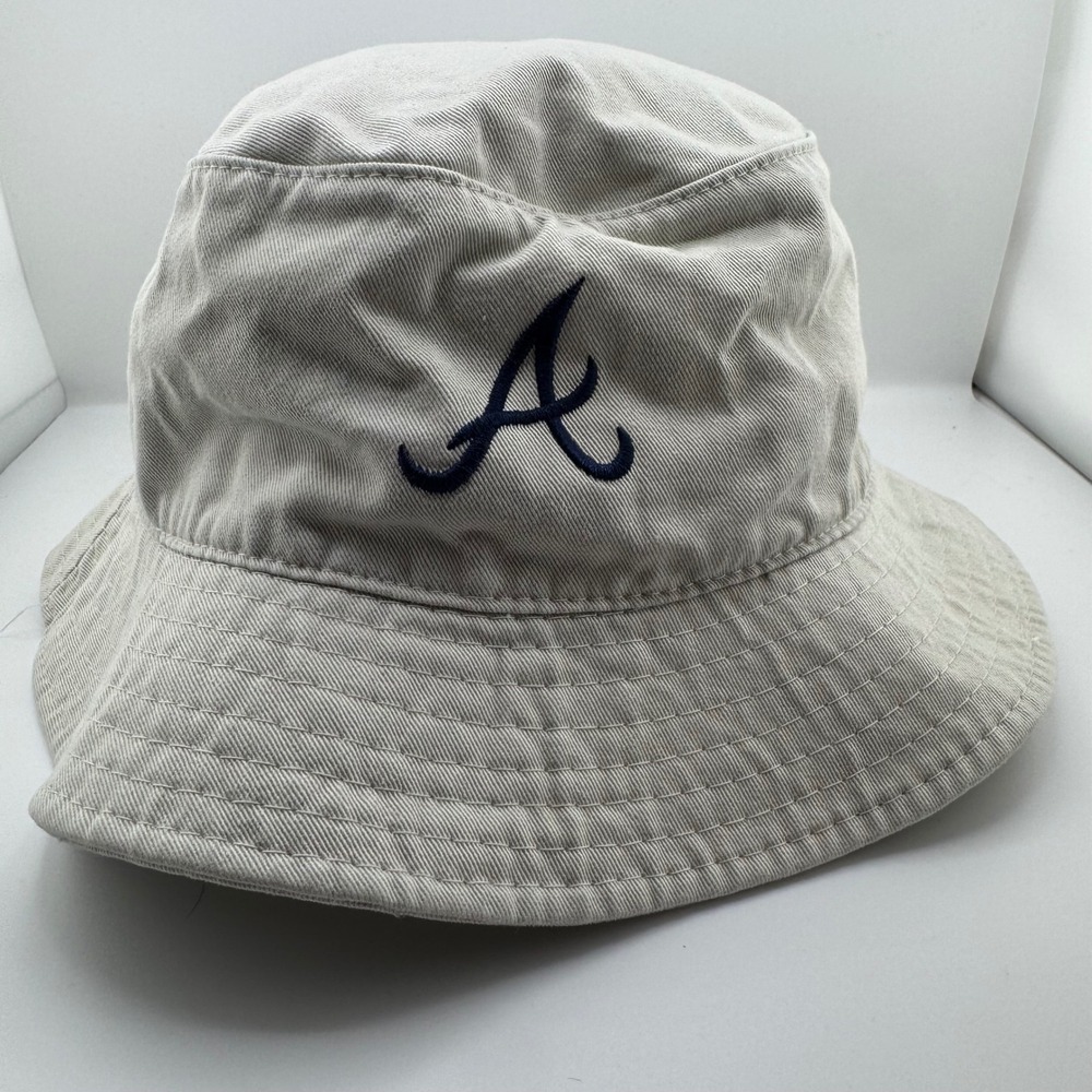 American Needle Atlanta Braves Bucket Hat Unisex L/XL Khaki Good MLB Sportswear